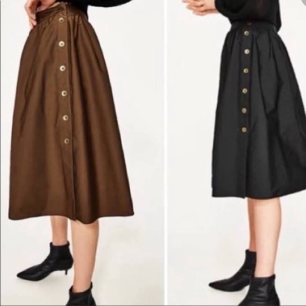 Zara reversible skirt in black/brown